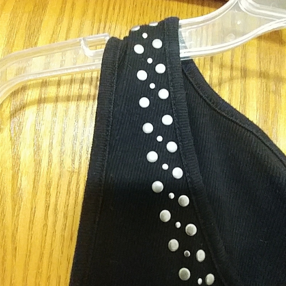 Black tank w/silver stud detailing, size Medium - Picture 6 of 6